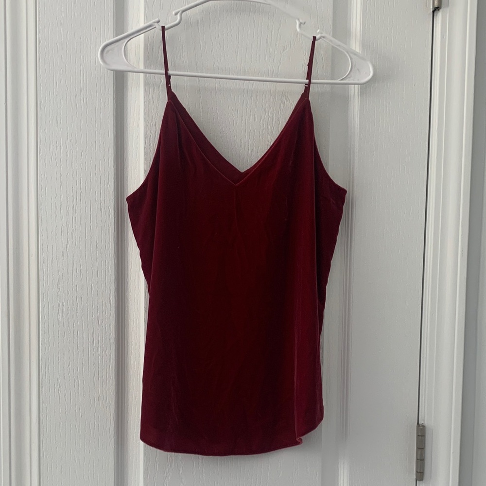 NWT Express Red Velvet Velour Spaghetti Strap Tank Top CHRISTMAS CLASSIC XS Y2K